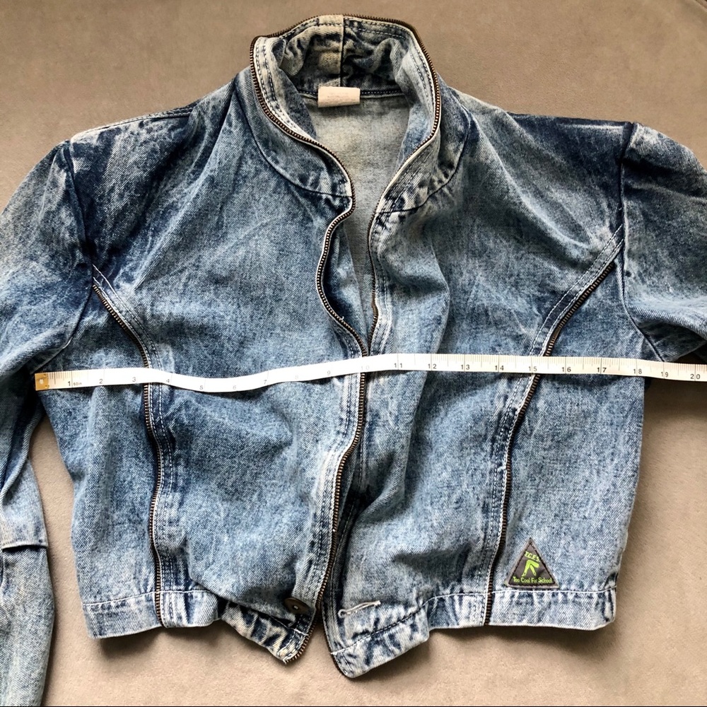 Vintage Acid Wash Cropped Denim Jacket Size M - Picture 6 of 8